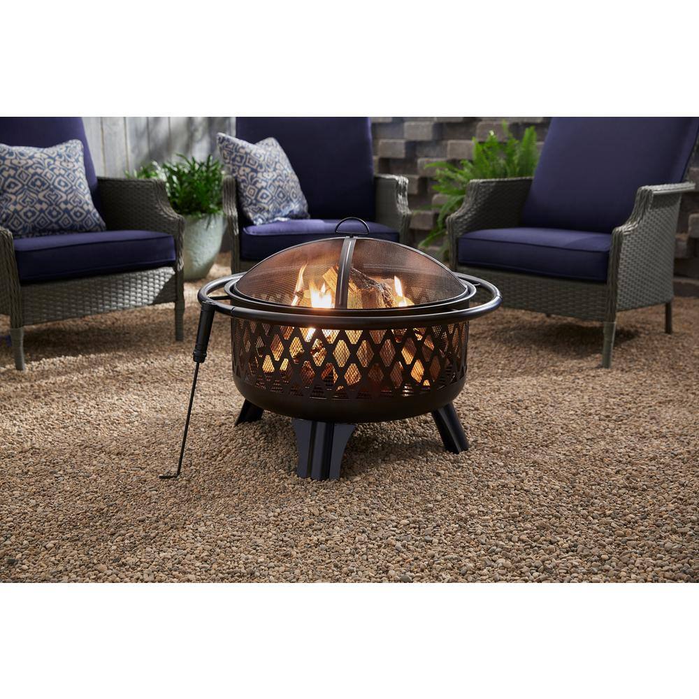 Hampton Bay Piedmont 30 in. Steel Fire Pit in Black with Poker OFW992RA