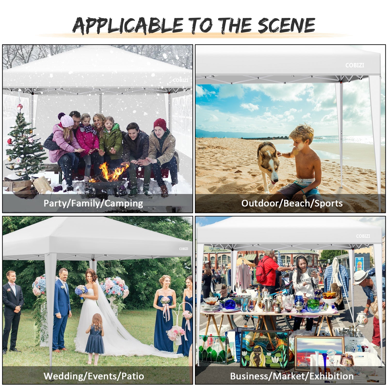 10 x 10ft Pop Up Canopy Tent Instant Outdoor Party Canopy Straight Leg Commercial Gazebo Tent Shelter with 4 Removable Sidewalls and Carrying Bag, White