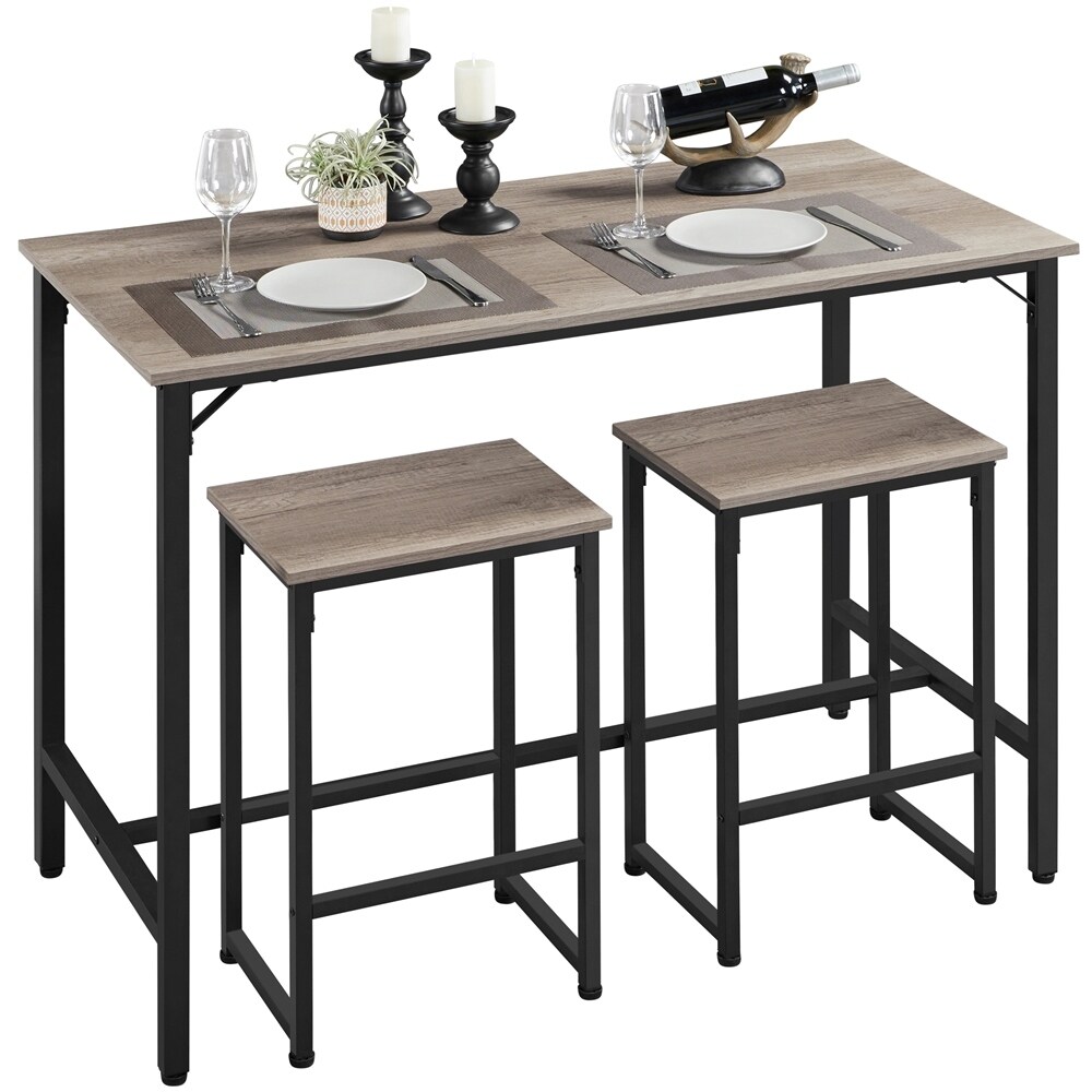 Yaheetech 3 Piece Counter Height Dining Table Set with Backless Stools