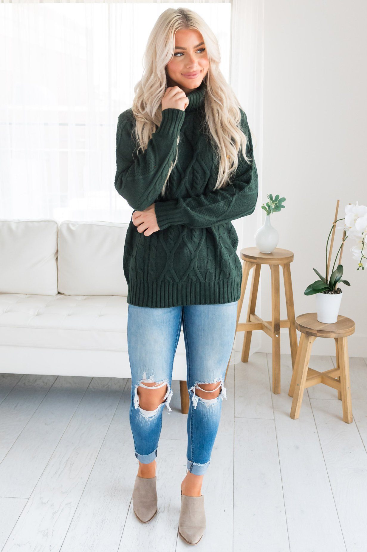 Spiced Smiles Modest Turtleneck Sweater