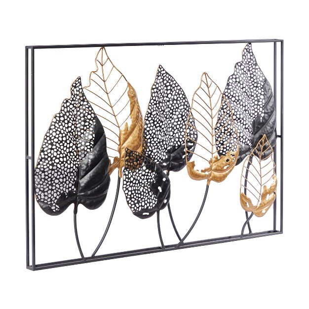 Metal Leaf Tall Cut out Wall Decor With Intricate Laser Cut Designs Black Olivia amp May