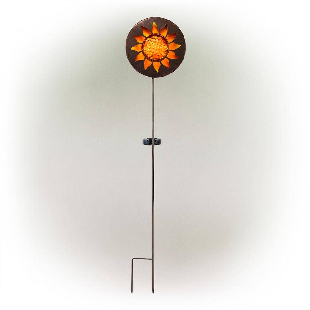 Alpine Corporation 40 in. Tall Outdoor Solar Powered Garden Stake Sunflower Design with LED Lights ZEN280TM