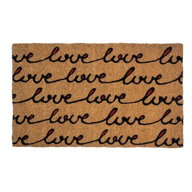 X 2 x27 4 quot Love Letter Indoor outdoor Coir Doormat Red black Entryways