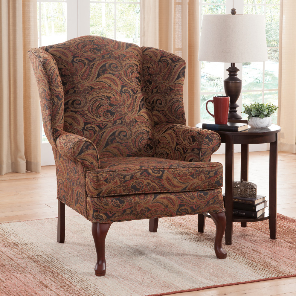 Paisley Wingback Chair   Mediterranean   Armchairs And Accent Chairs   by Comfort Pointe  Houzz