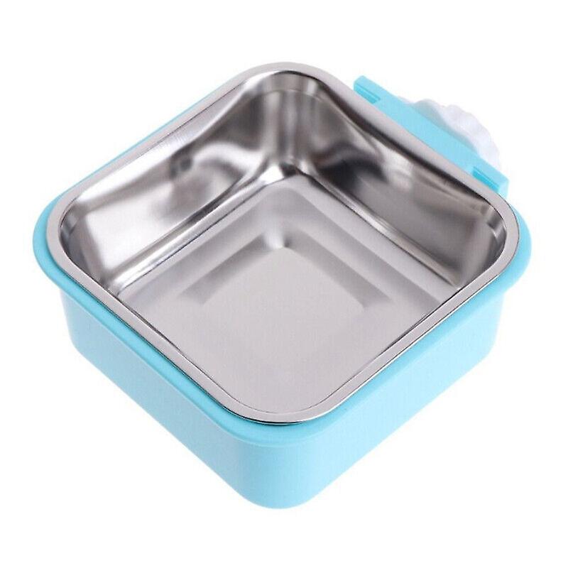 Lovely Pet Dog Stainless Steel Hanging Food Water Bowl Feeder For Crate Cage W12554041