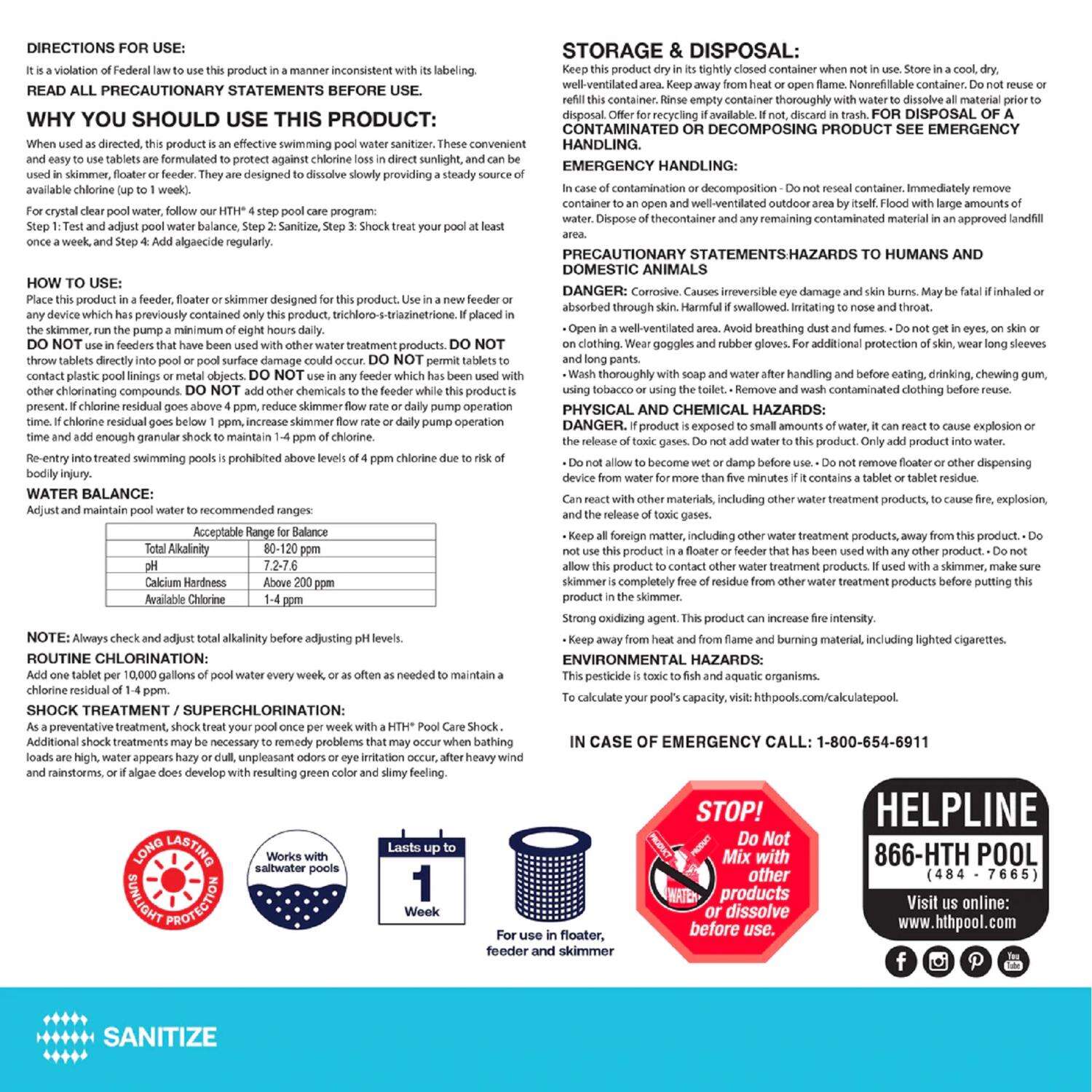 HTH Tablet Chlorinating Chemicals 5 lb