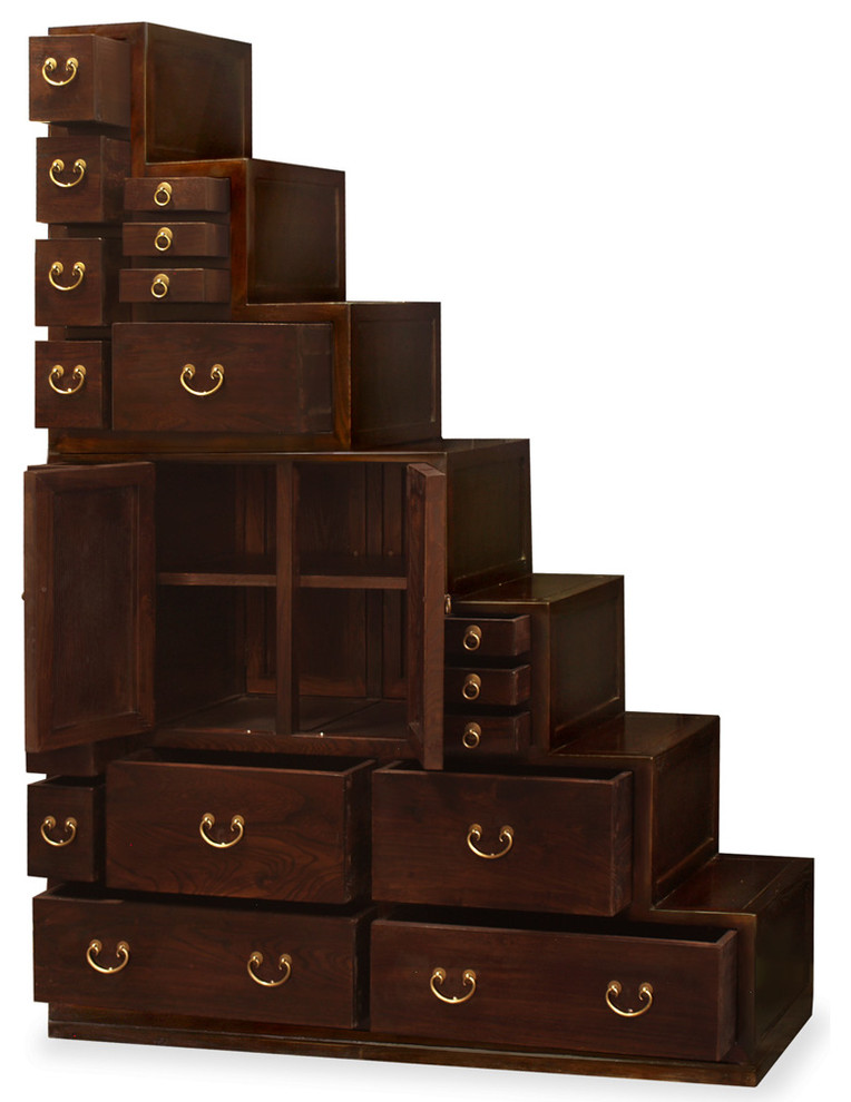 Dark Espresso Finish Elmwood Grand Japanese Step Tansu Chest   Asian   Accent Chests And Cabinets   by China Furniture and Arts  Houzz