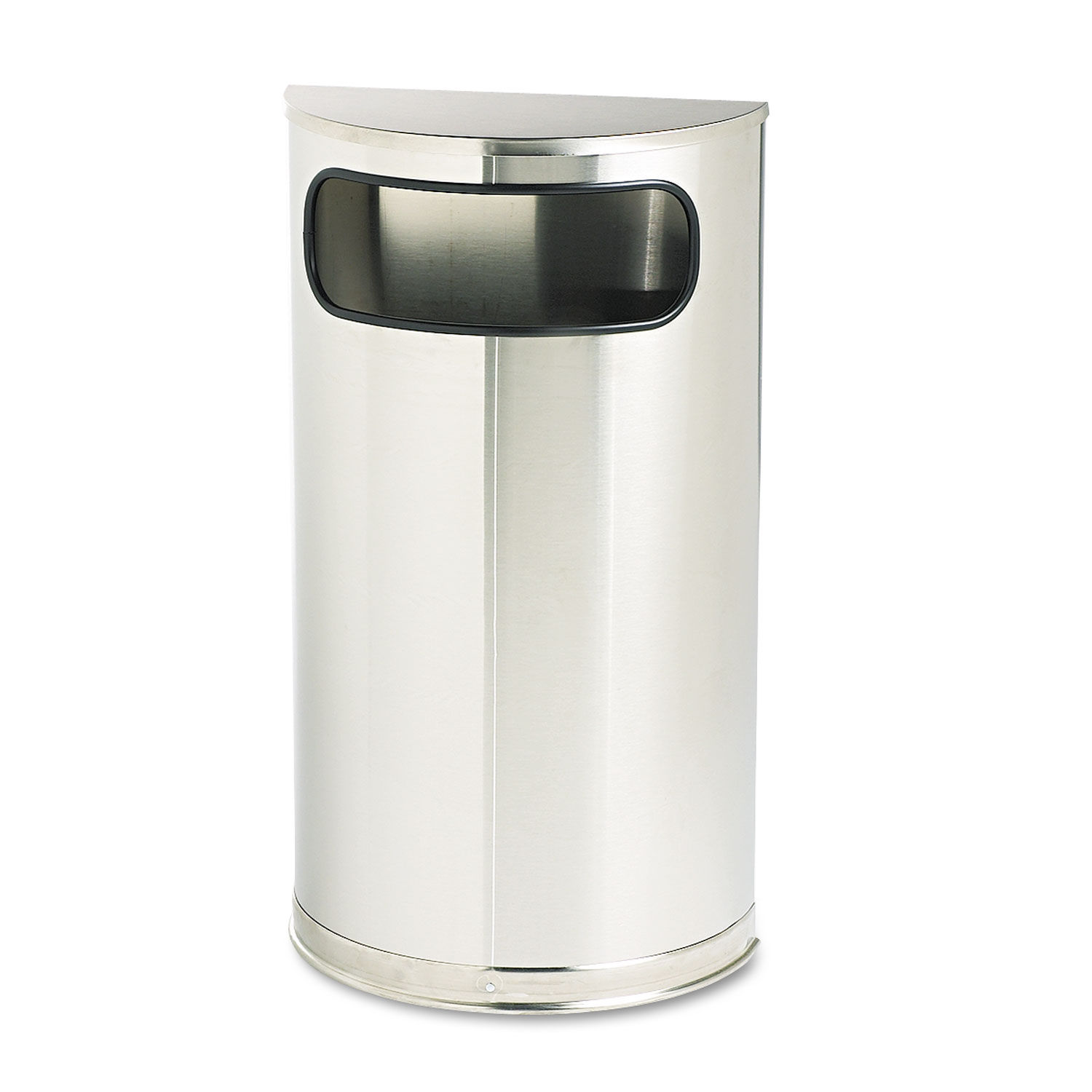 European and Metallic Series Half-Round Waste Receptacle by Rubbermaidandreg; Commercial RCPSO8SSSPL