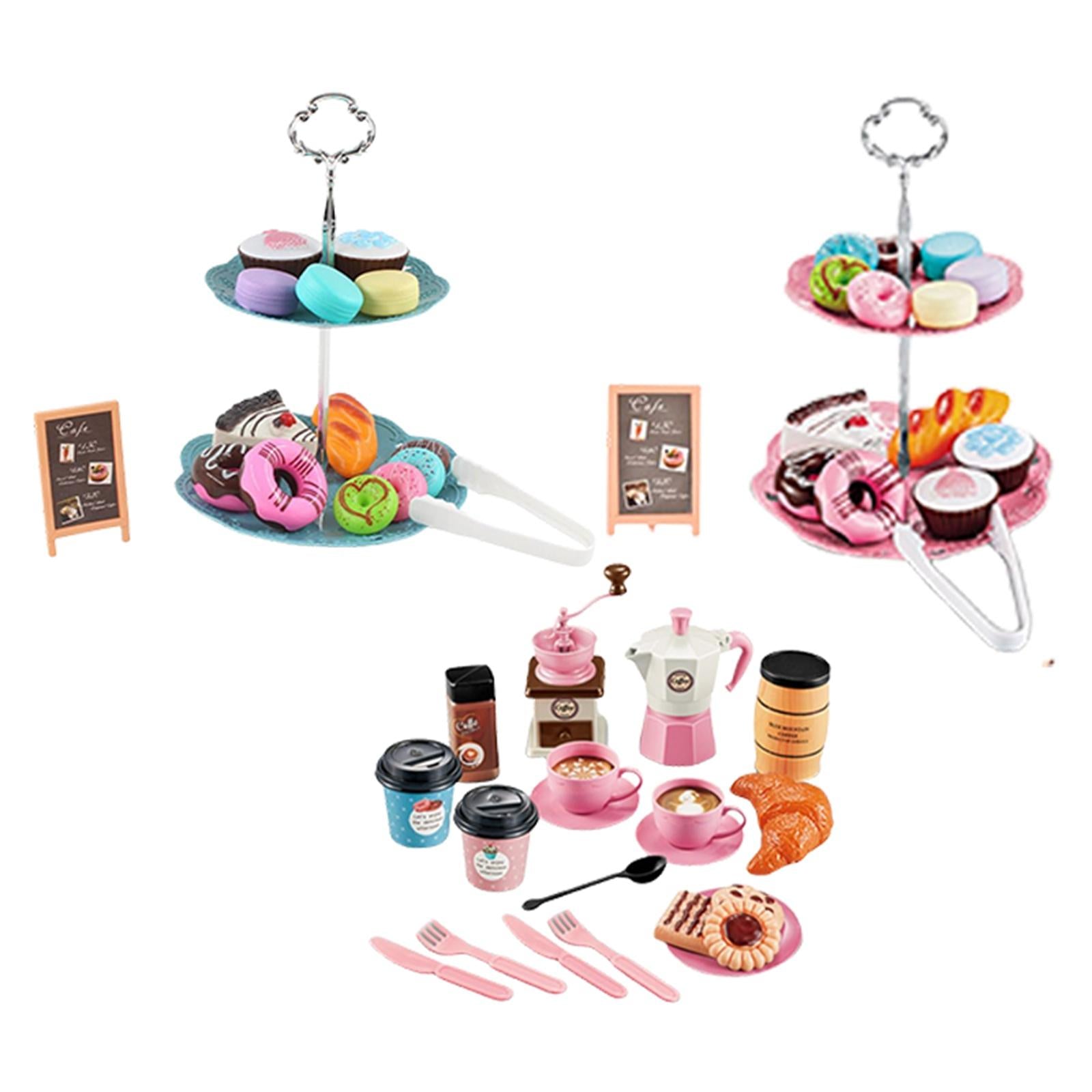 1 Set Toyset Pretend Toy Cake Accessories Coffee Machine Dessert Teaset Gift Tea Party Set for Kitchen Toddlers