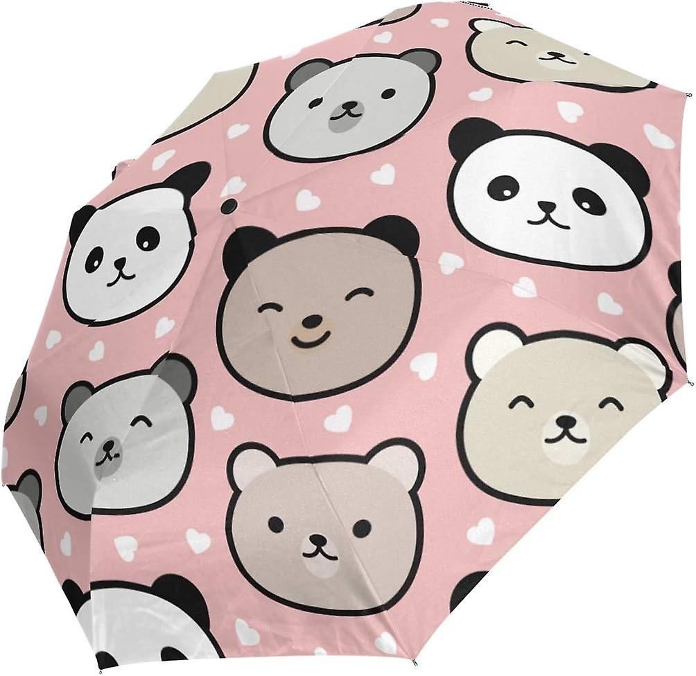 Travel Umbrella Automatic Windproof Foldable Umbrella Cute Panda Bear