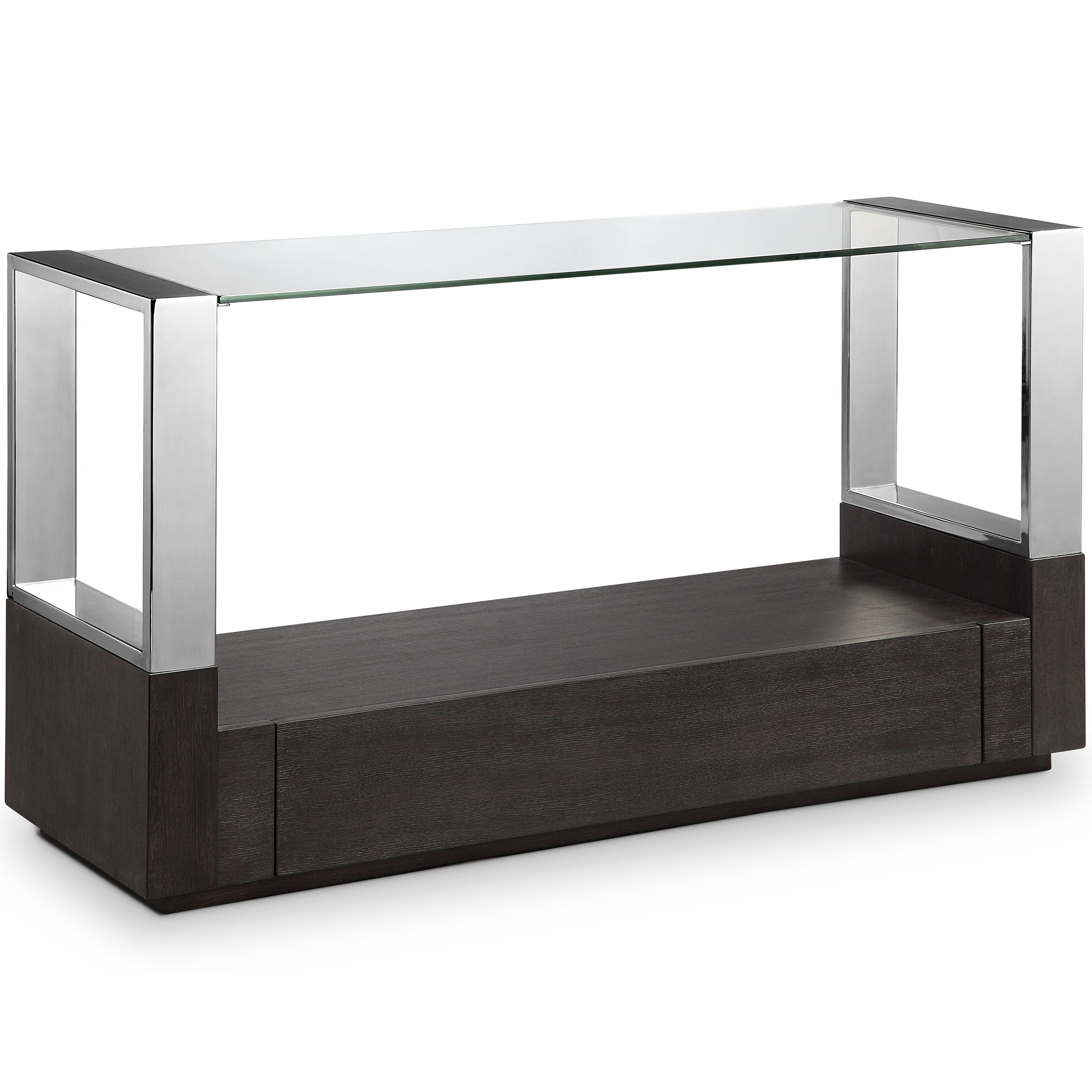 Revere Contemporary Graphite Glass Top Entryway Table with Storage