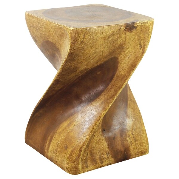 Haussmann? Big Twist Wood Stool Table 14 in SQ x 20 in H Oak Oil - 14 x 14 x 20