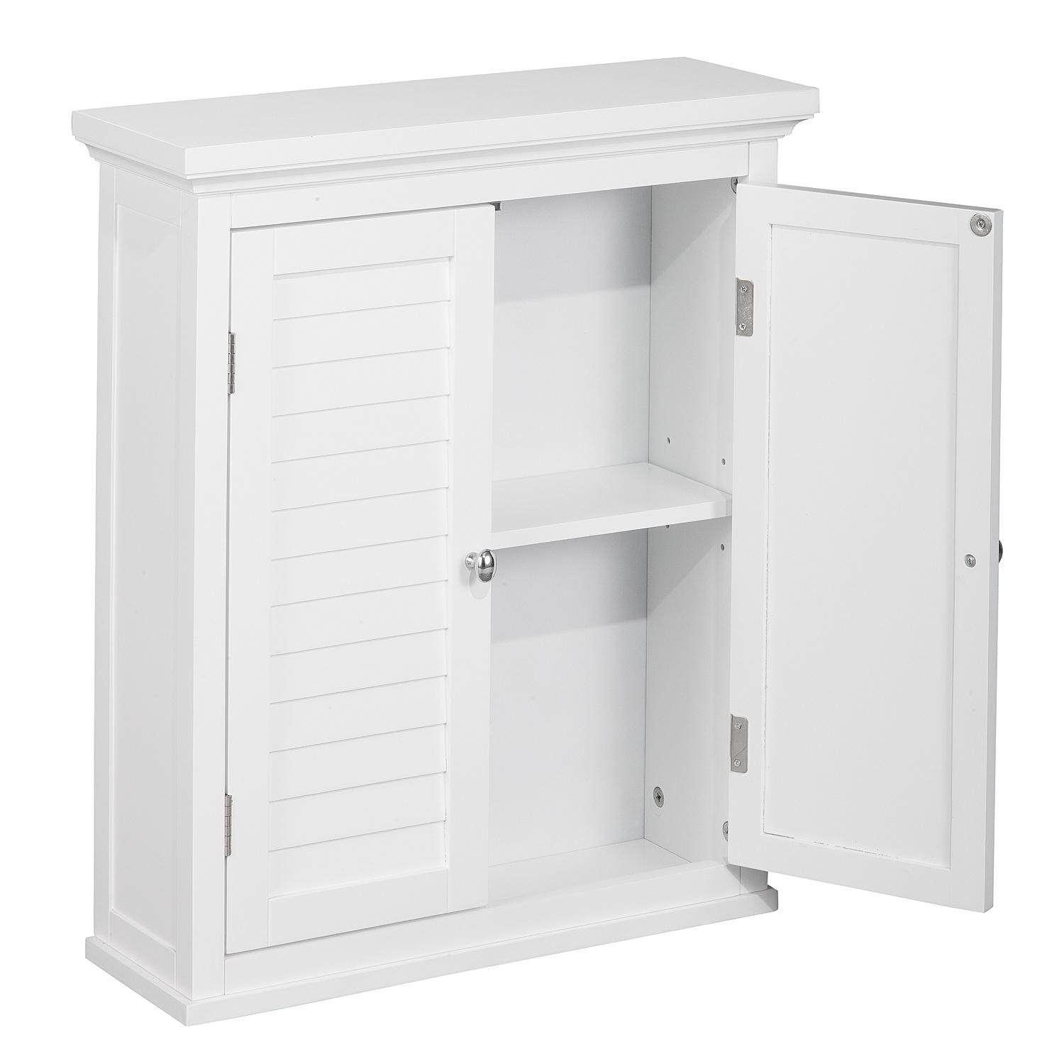 Teamson Home Glancy Wooden Wall Cabinet with Shutter Doors， White