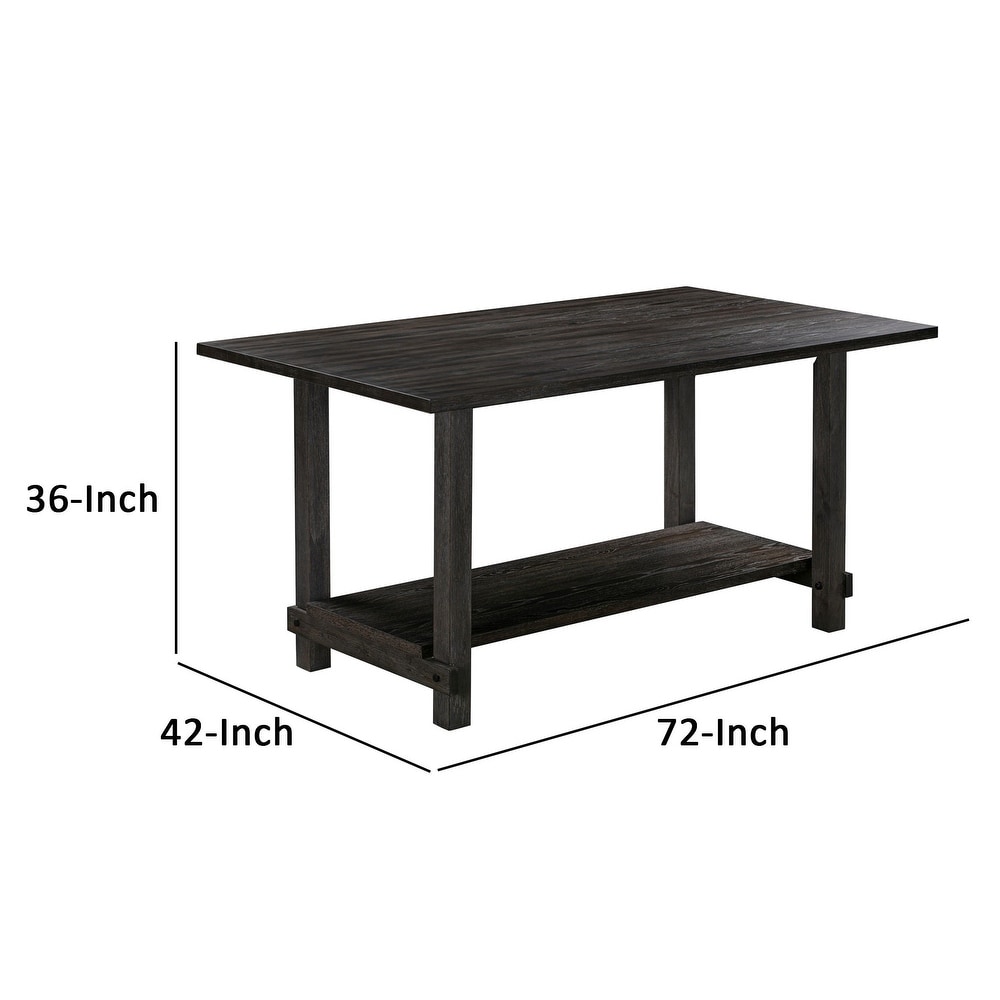Ryan 72 Inch Counter Height Table  Sturdy Rubberwood Frame  Rich Brown