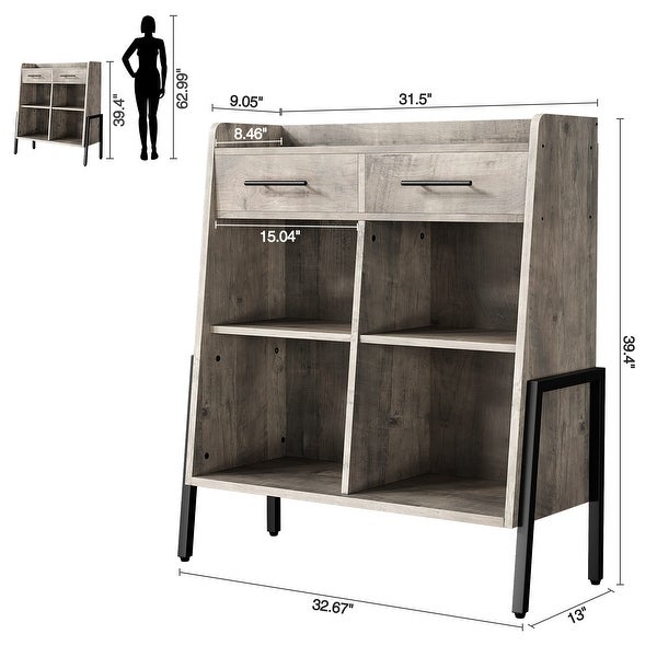 Bookcase Horizontal Bookshelf Short Bookcases with Drawers Small Storage Shelves