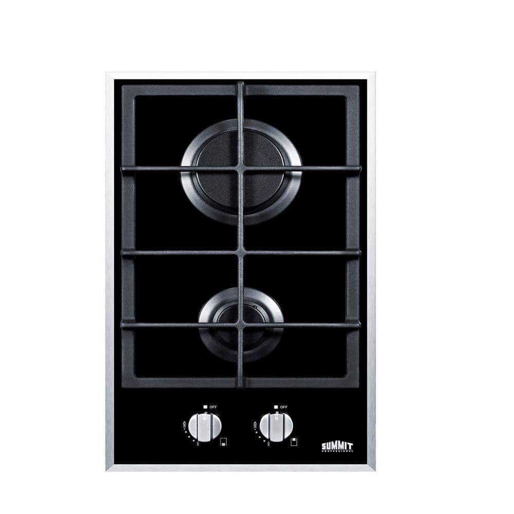 Summit Appliance 12 in GasonGlass Gas Cooktop in Black with 2 Burners