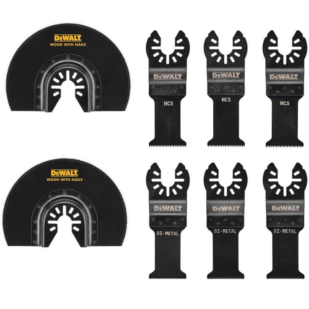 DW Oscillating Set (8-Piece) and 6 in. 1014 TPI Straight Back Bi Metal Reciprocating Saw Blade (5-Pack) DWAO14208WW4845