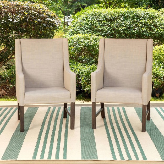 2pk Outdoor Dining Chairs With Metal Frame amp Armrests Captiva Designs