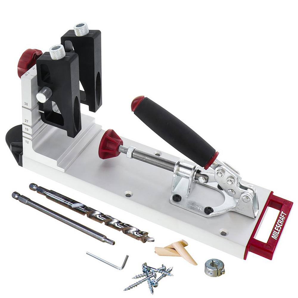 Milescraft Pocket Jig 400 - Self-Clamping Heavy-Duty All-Metal Pocket Hole Jig. Complete Kit with Bit Driver and Screws 1327