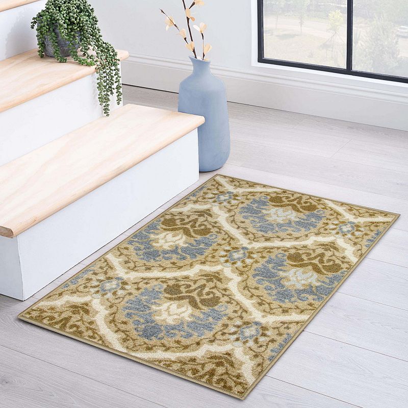 SUPERIOR Chloe Non-Slip Floral Damask Indoor Area Rug