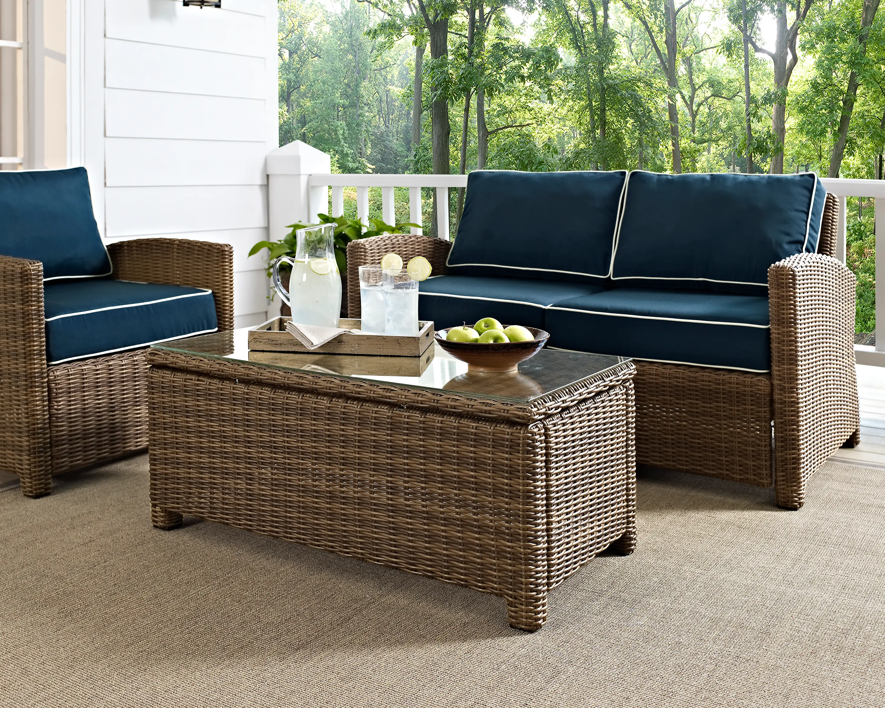 Bradenton Wicker and Glass Patio Coffee Table