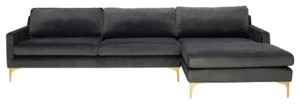 Safavieh Couture Brayson Chaise Sectional Sofa   Midcentury   Sectional Sofas   by Safavieh  Houzz