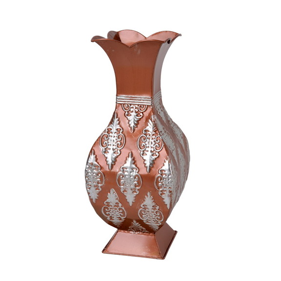 Jeco HD HADJ018 16 Inch Copper/Silver Metal Vase