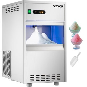 VEVOR 110V Commercial Snowflake Ice Maker 44LBS/24H， ETL Approved Food Grade Stainless Steel Flake Ice Machine Freestanding Flake Ice Maker for Seafood Restaurant， Water Filter and Spoon Included