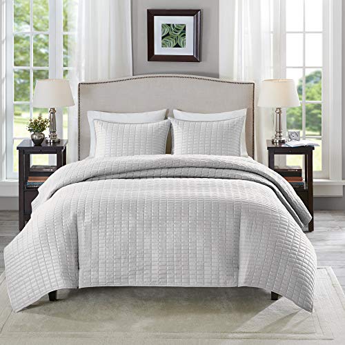 Comfort Spaces Kienna Quilt Set - Luxury Double Sided Stitching Design All Season Lightweight Coverlet Bedspread Bedding Matching Shams 3 Piece