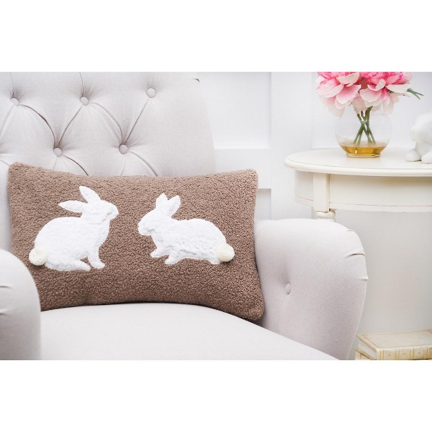 X 20 quot Easter Bunny Rabbit Duo Tufted Decorative Throw Pillow