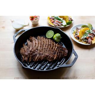 Lodge 12 in. Cast Iron Grill Pan in Black with Dual Handles L10GPL