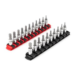 TEKTON 14 in. Dr Hex Bit Socket Set 21-Piece (564-516 in. 2-8 mm) with Rails SHB90202