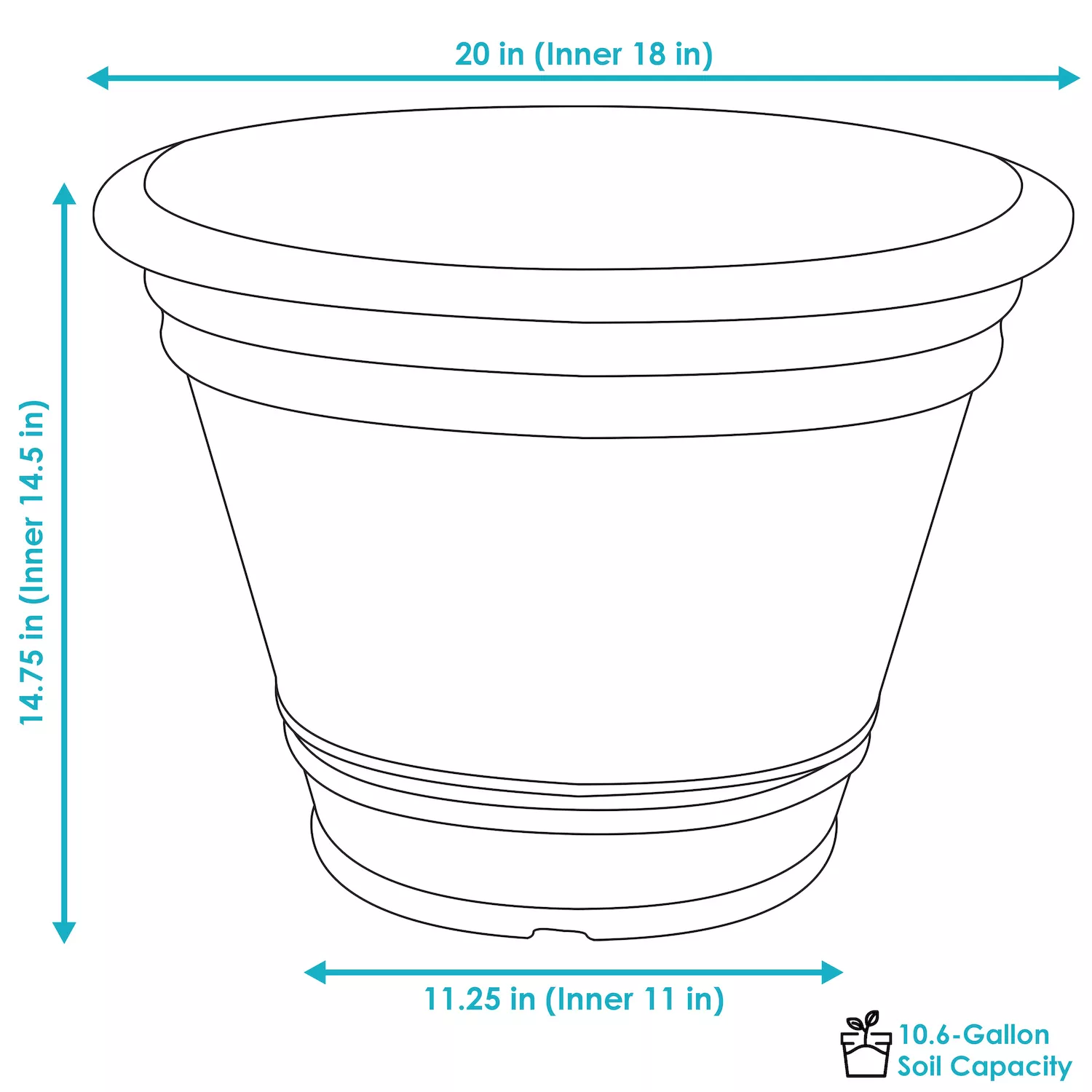 Sunnydaze Set of 2 Franklin Polyresin Outdoor Flower Pot Planters - 20