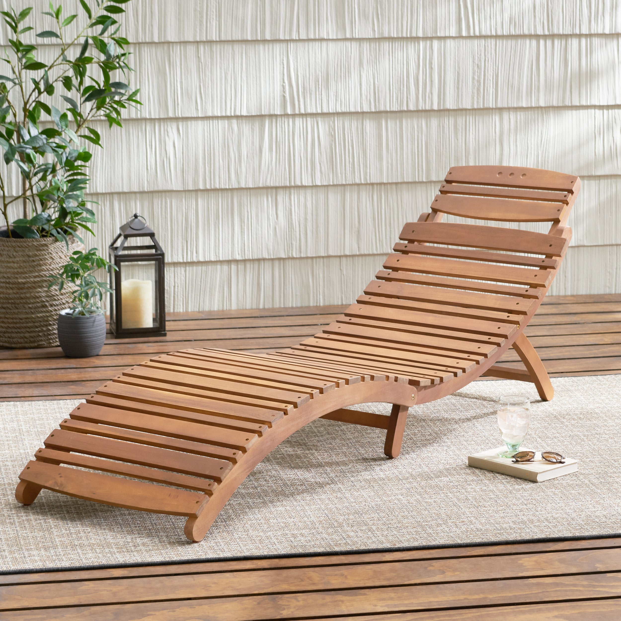 Lisbon Outdoor Wood Folding & Portable Chaise Lounge