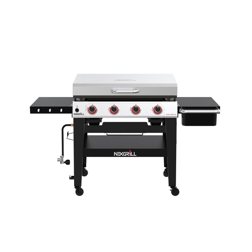 Nexgrill Daytona 4Burner 36 in Propane Gas Griddle in Black with Stainless Steel Lid