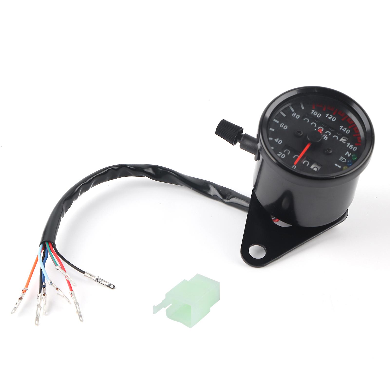 Universal Motorcycle Odometer Speedometer Dual Reading Signal Km/h Black