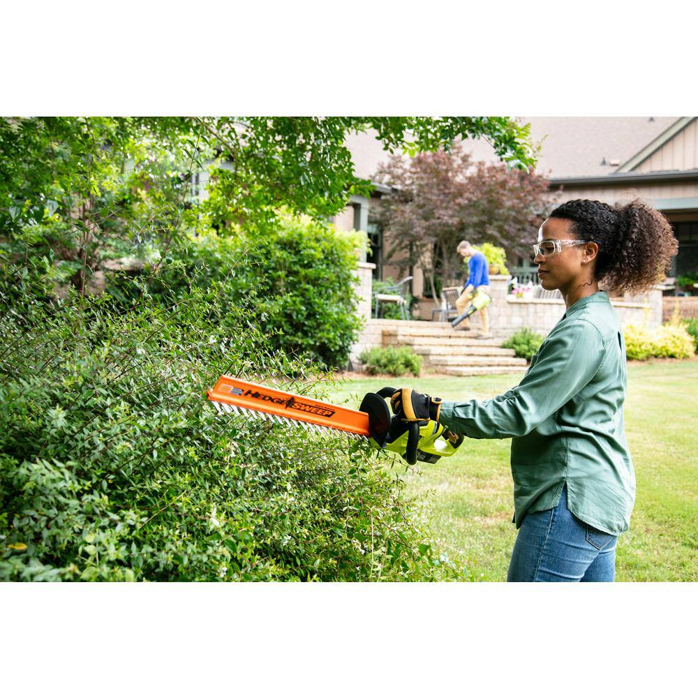 RYOBI ONE+ 18V 13 in. Cordless Battery String TrimmerEdger and 22 in. Hedge Trimmer with 4.0 Ah Battery and Charger P2080-HDG