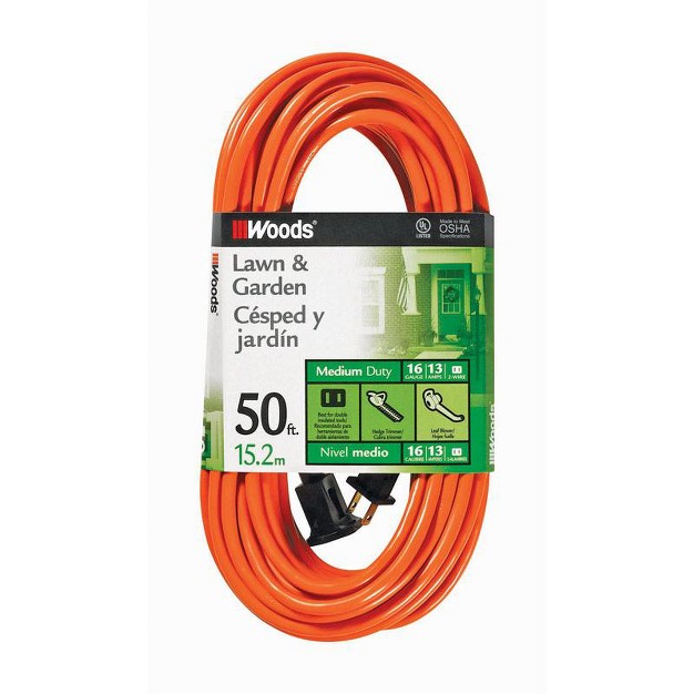 Woods Outdoor 50 Ft L Orange Extension Cord 16 2