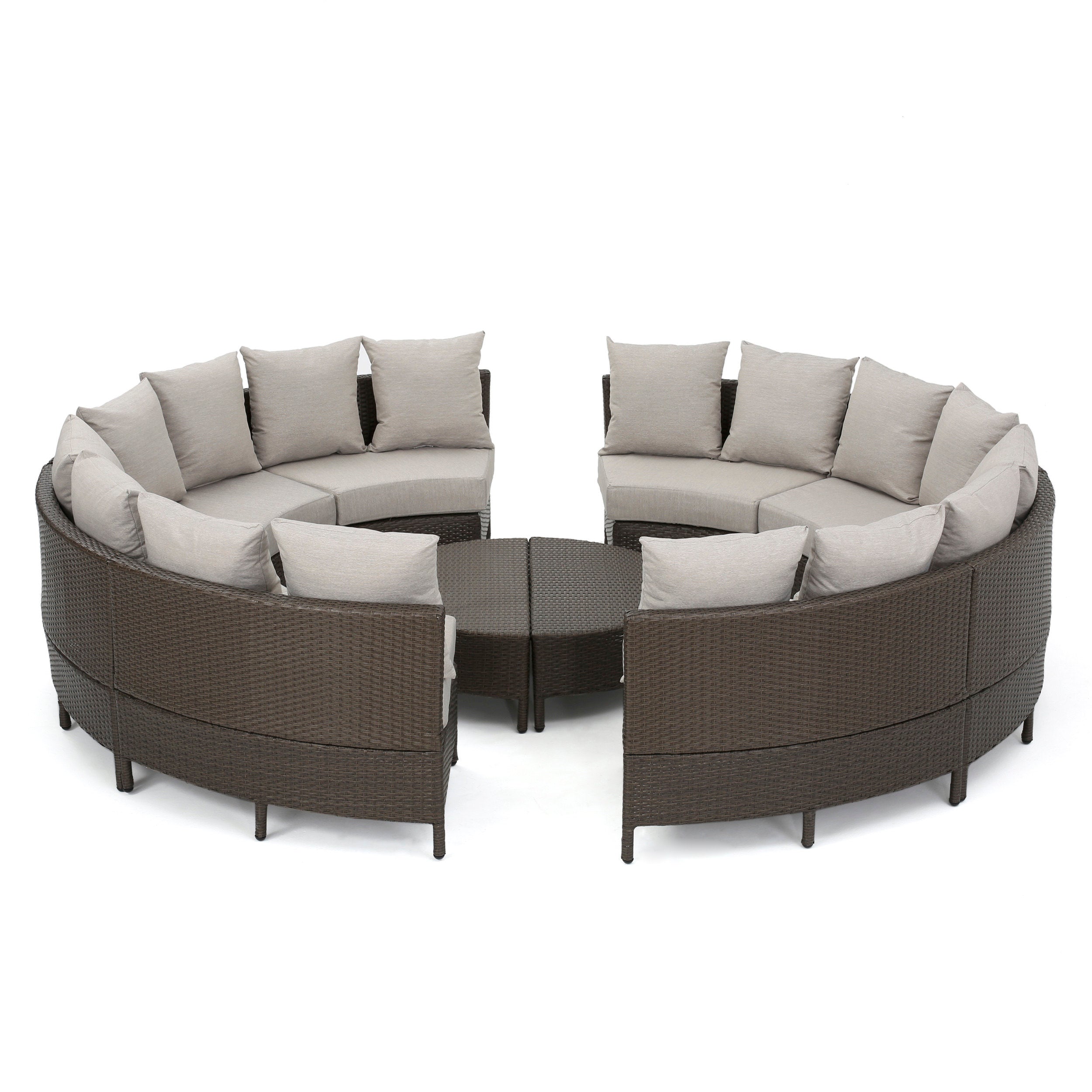 Alacati 10Pc Outdoor Wicker Sofa Set w/ Cushions