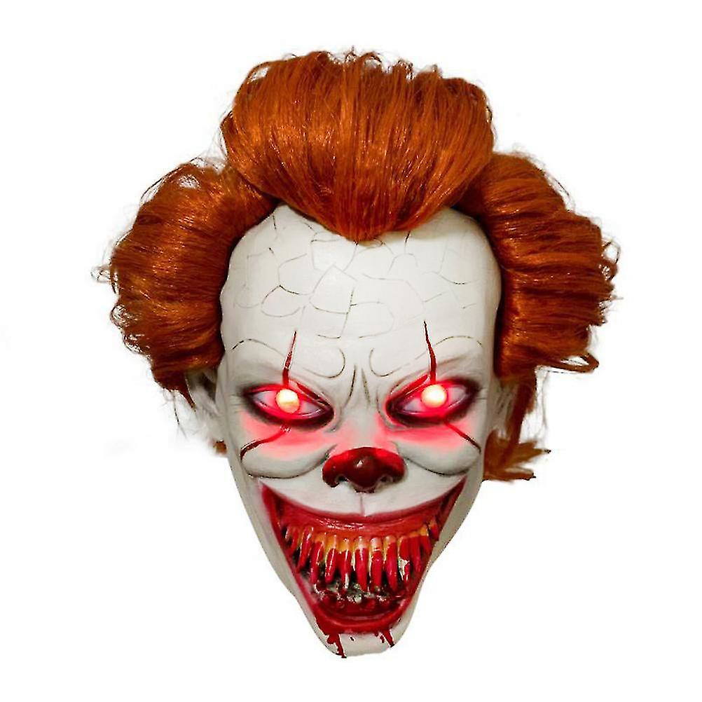 Halloween Clown Mask with LED Lights Latex Clown Scary Mask Halloween Cosplay Prop