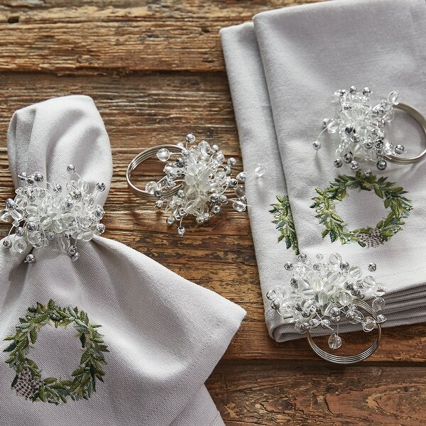 Park Designs Frost And Ice Beaded Napkin Ring Set of 4