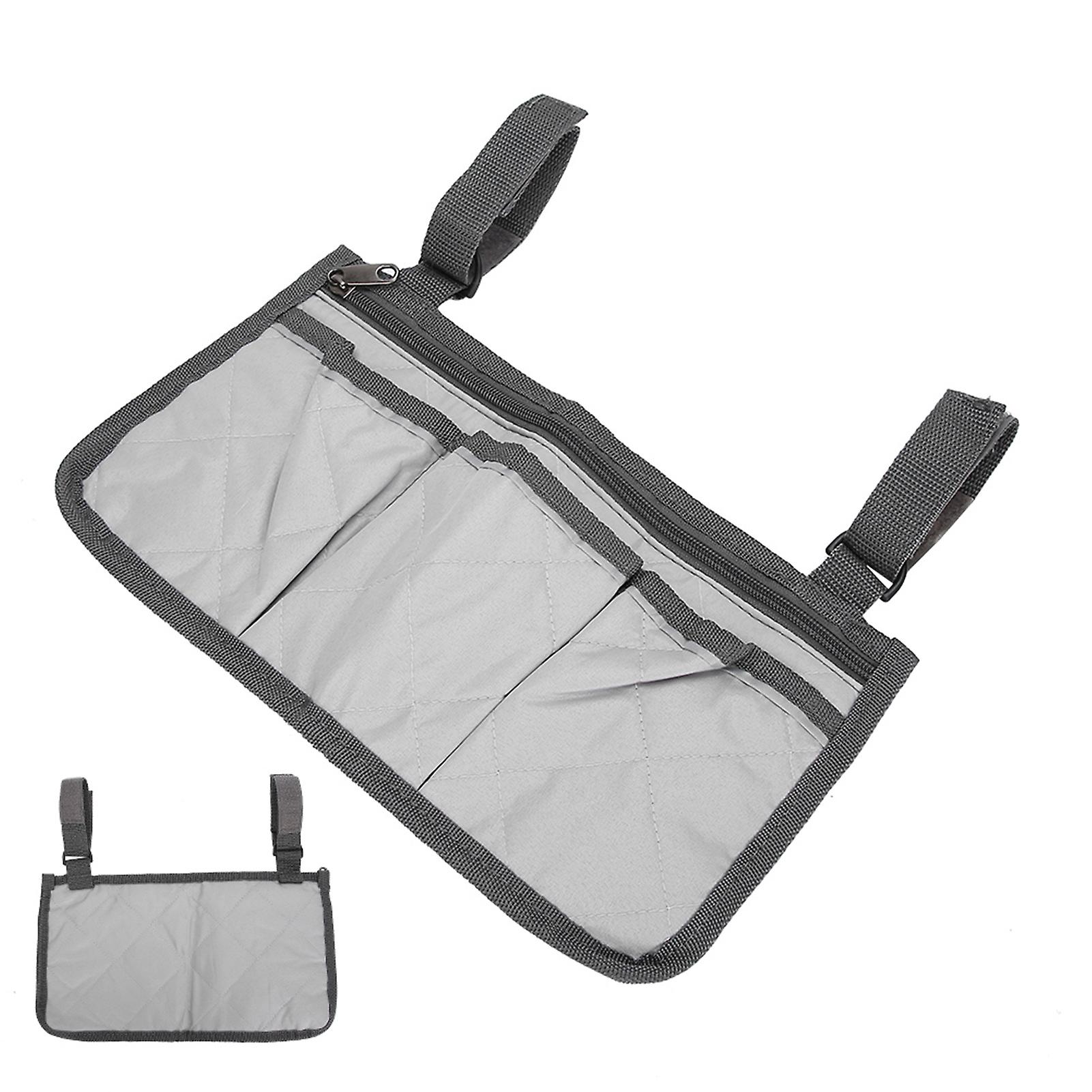 Wheelchair Bag Pouch Pockets Large Capacity Hanging Bag Storage Organizer Armrest Pouch Handy Baggray