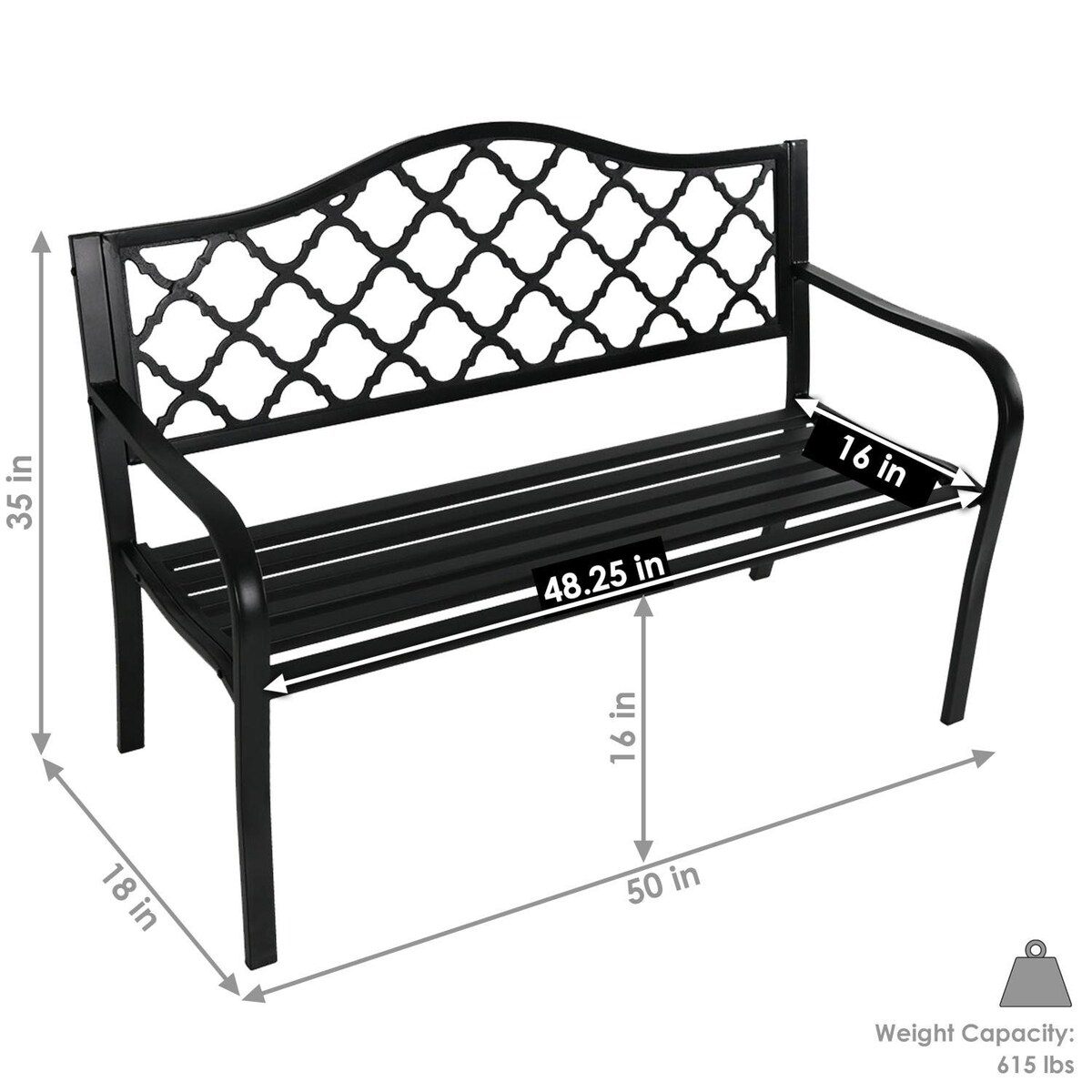 Ultimate Patio 50-Inch Cast Iron Lattice Patio Garden Bench