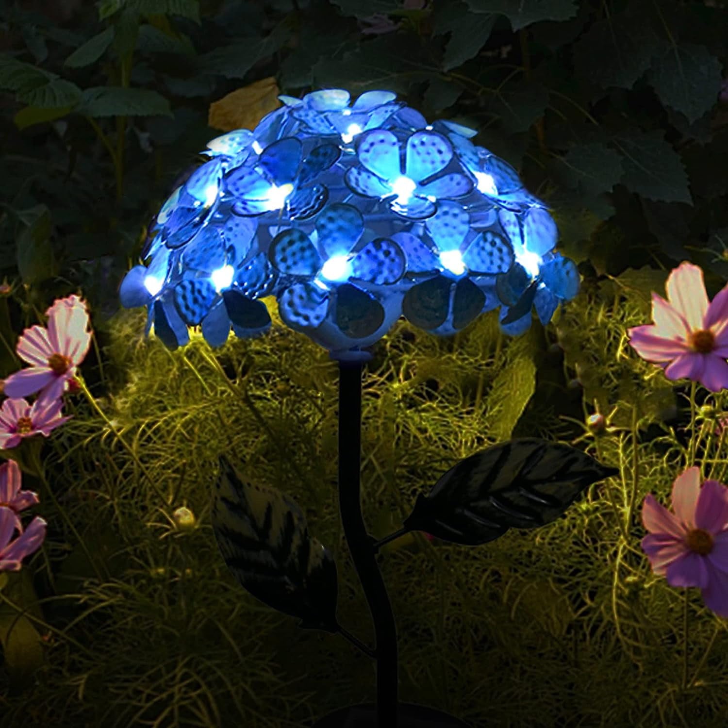 Westcharm Solar Hydrangea Stake Light with 26 LEDs for Garden Decoration (Blue)