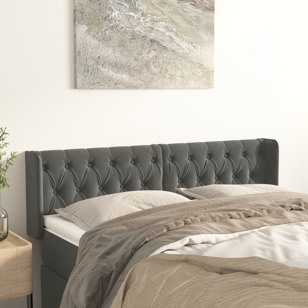 vidaXL Headboard with Ears Light/Dark Gray Velvet - - 37455501