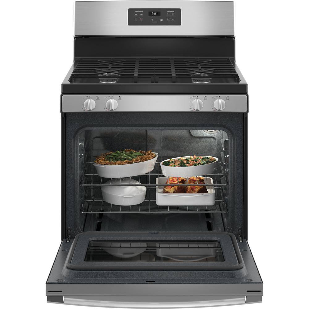 GE 30 in. 4.8 cu. ft. Freestanding Gas Range in Stainless Steel JGBS61RPSS