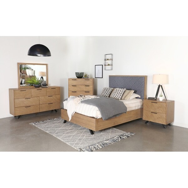 Justine Light Honey Brown and Grey 4-piece Bedroom Set - - 36964671