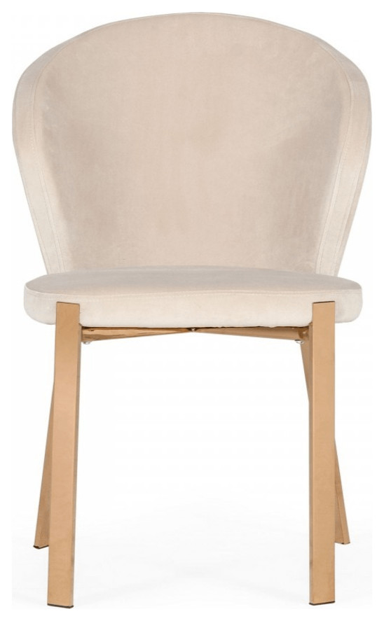 Beige Velvet Rosegold Dining Chair   Contemporary   Dining Chairs   by HomeRoots  Houzz