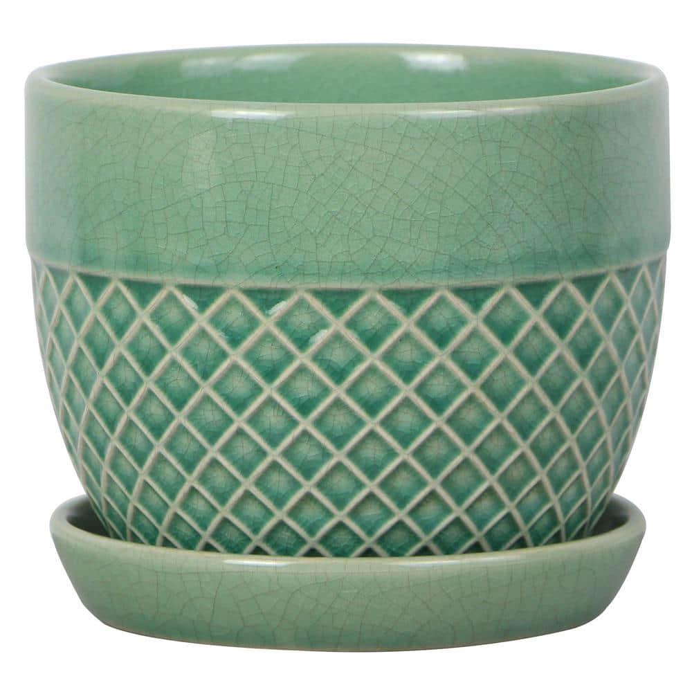 Trendspot 6 in. Mint Acorn Ceramic Planter CR10732S-060G