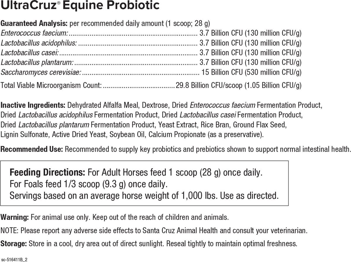 UltraCruz Probiotic Digestive Health Pellets Horse Supplement， 5-lb bag